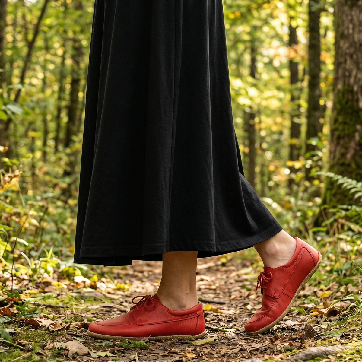 Smooth Barefoot Laces Penny Loafer Shoes – Classic Sole — Leather Sole – Red
