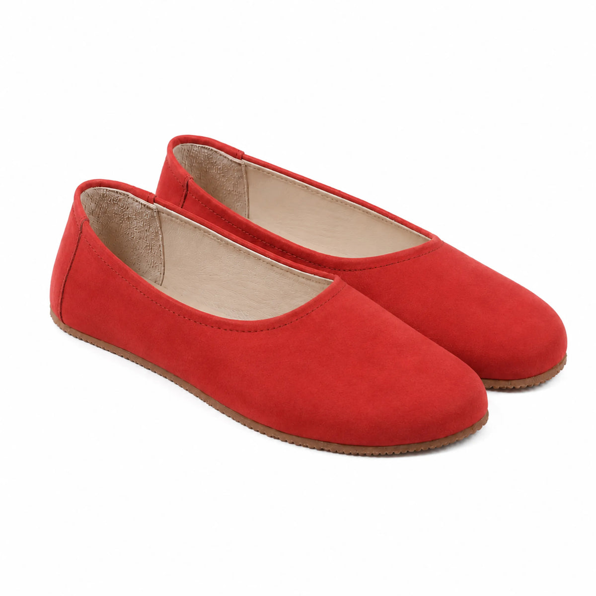 Nubuck Barefoot Ballet Shoes – Rubber Sole – Red