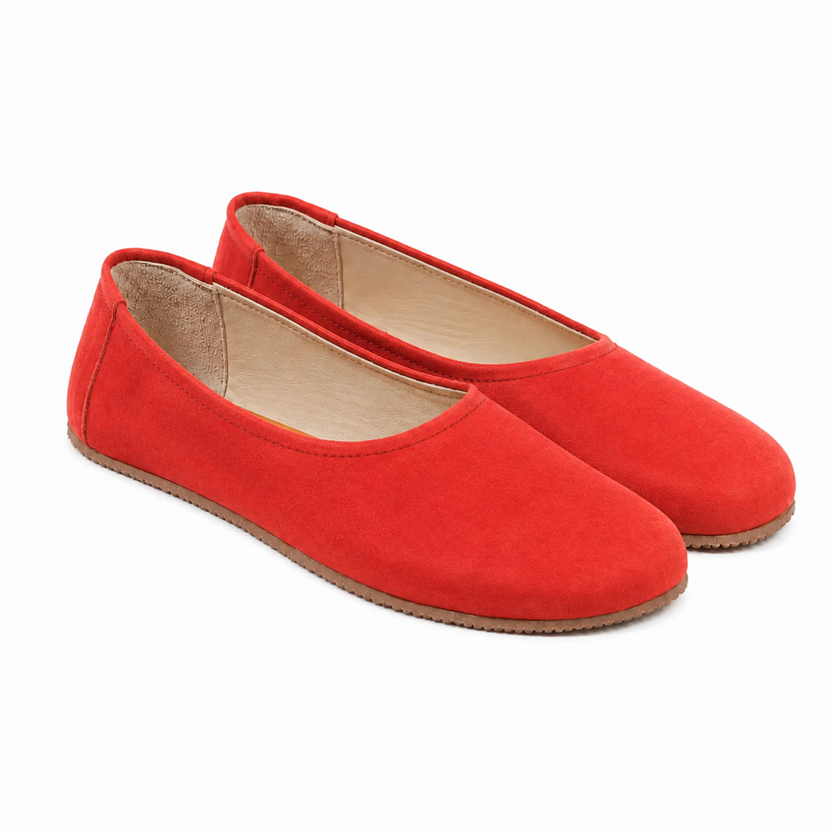 Suede Barefoot Ballet Shoes – Rubber Sole – Red