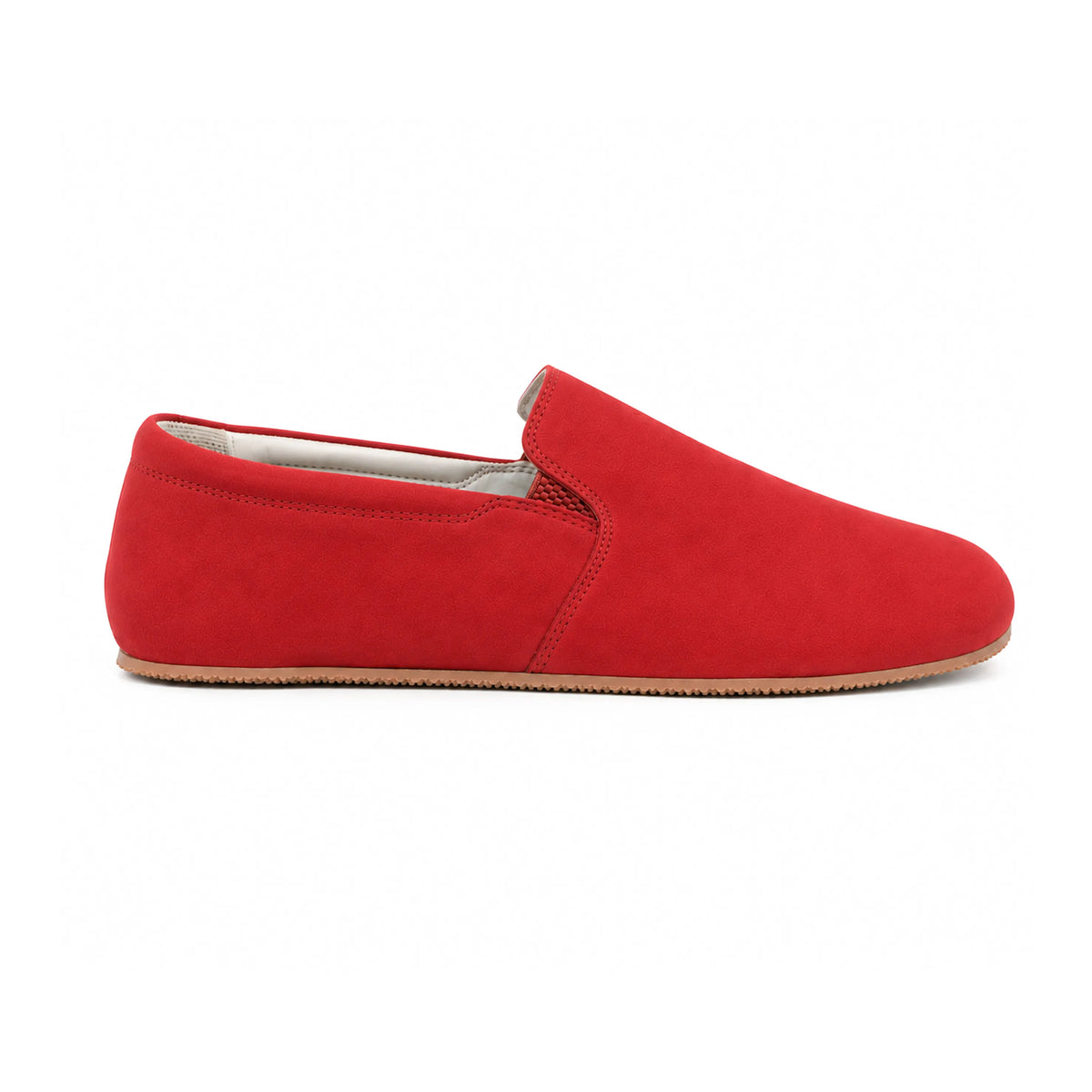 Nubuck Barefoot Slip-On Shoes – Rubber Sole – Red