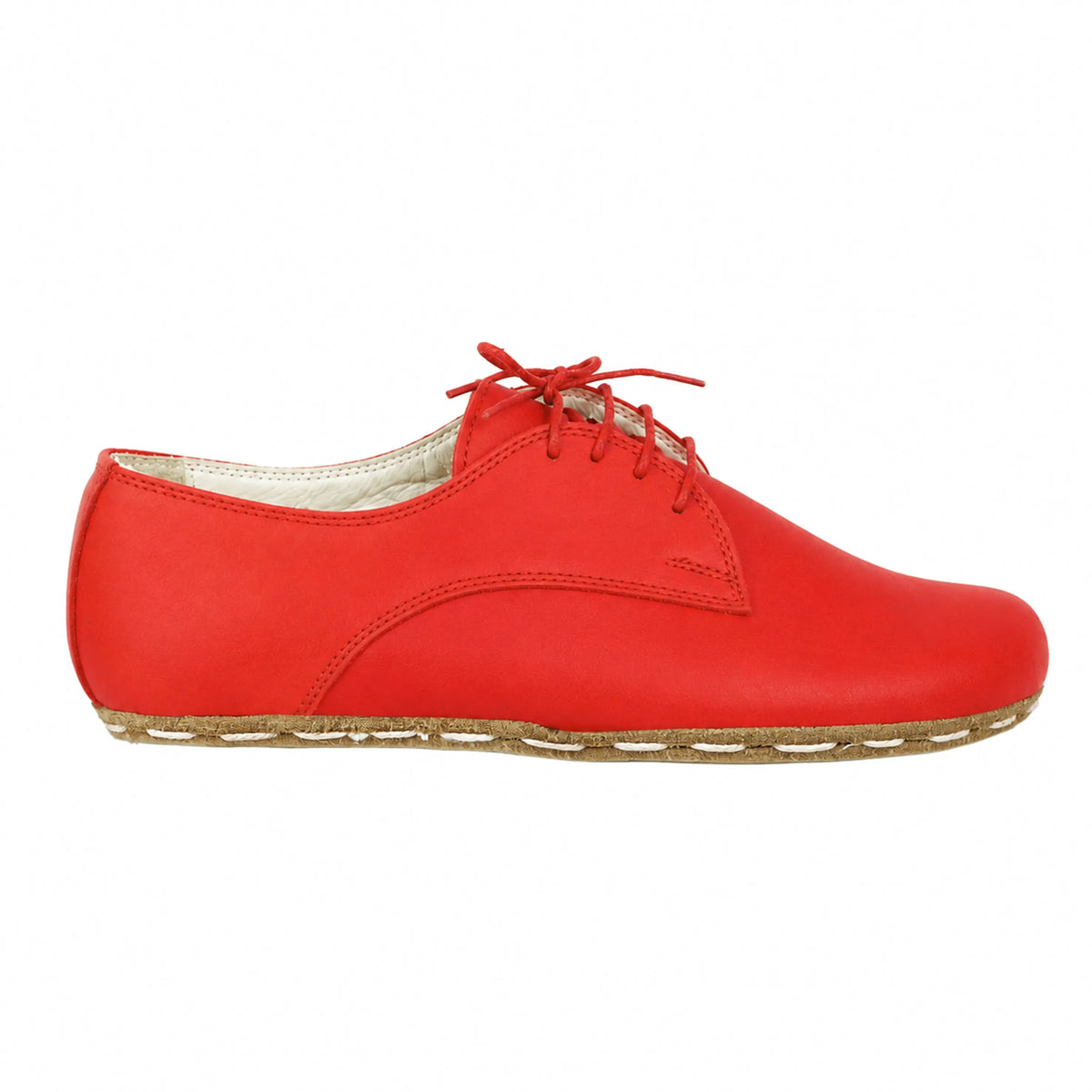 Smooth Barefoot Oxford Shoes — Leather Sole – Red