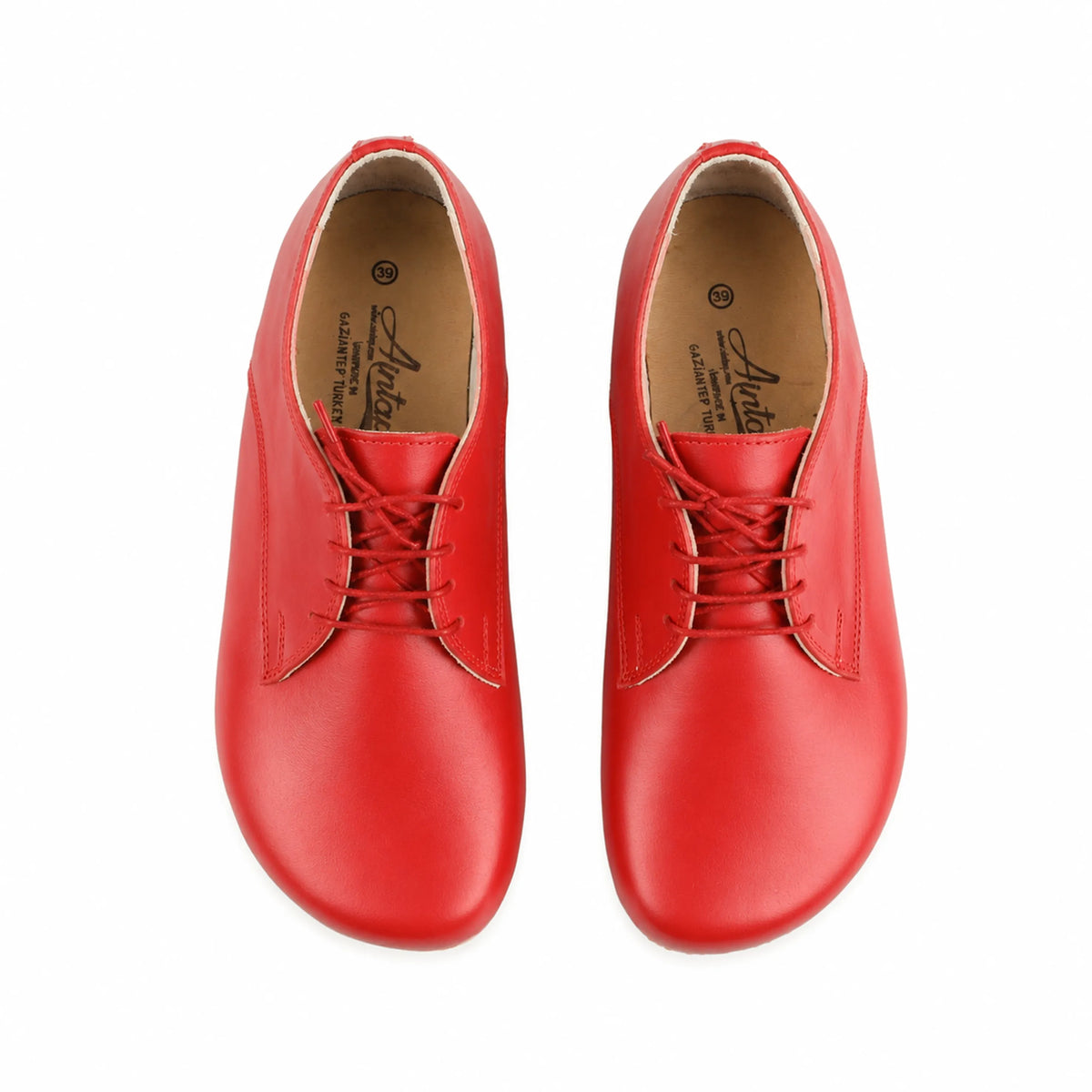 Smooth Barefoot Oxford Shoes – Rubber Sole – Red