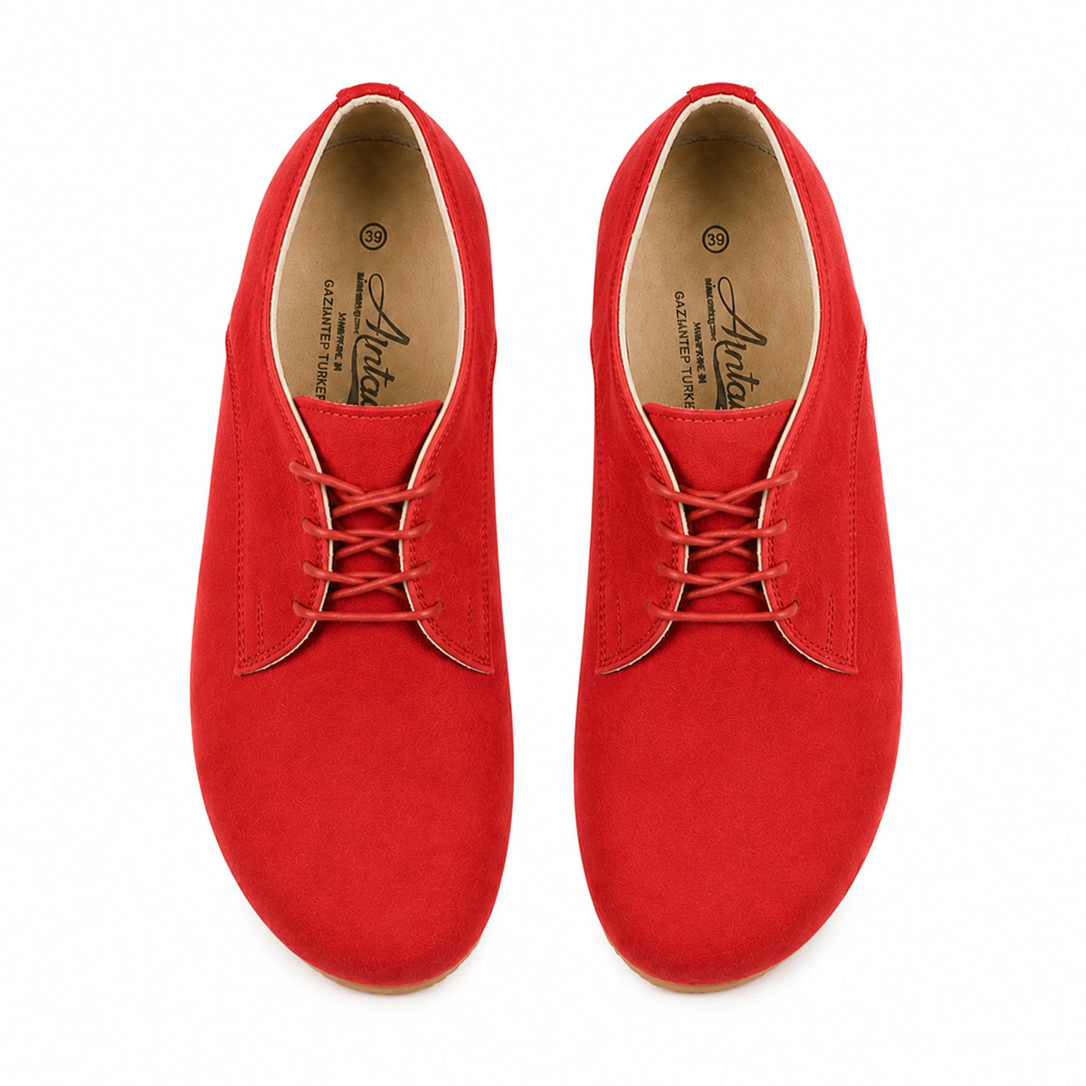 Nubuck Barefoot Oxford Shoes – Rubber Sole – Red