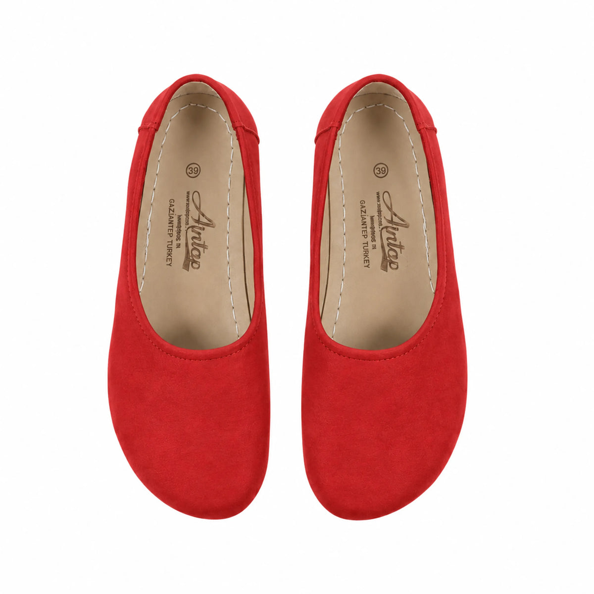 Nubuck Barefoot Ballet Shoes – Rubber Sole – Red