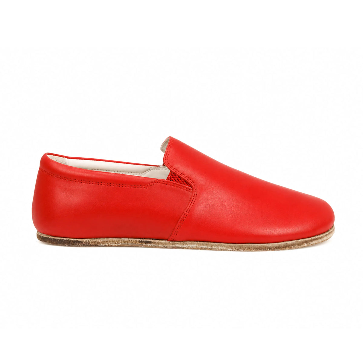 Smooth Barefoot Slip-On Shoes – Classic Sole — Leather Sole – Red