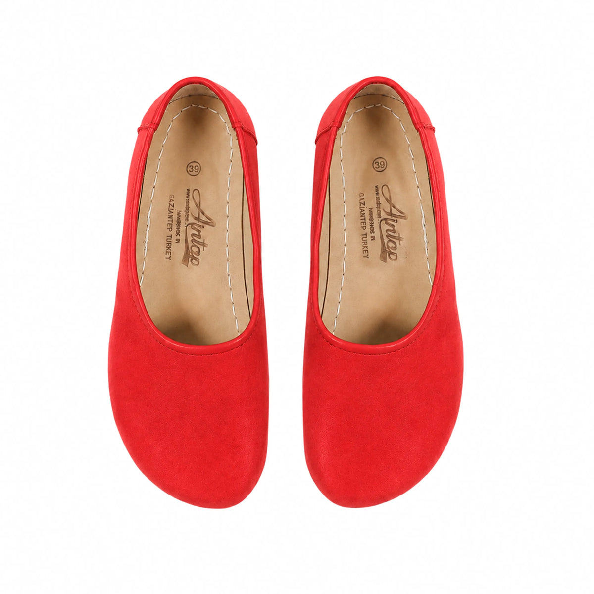 Suede Barefoot Ballet Shoes – Rubber Sole – Red