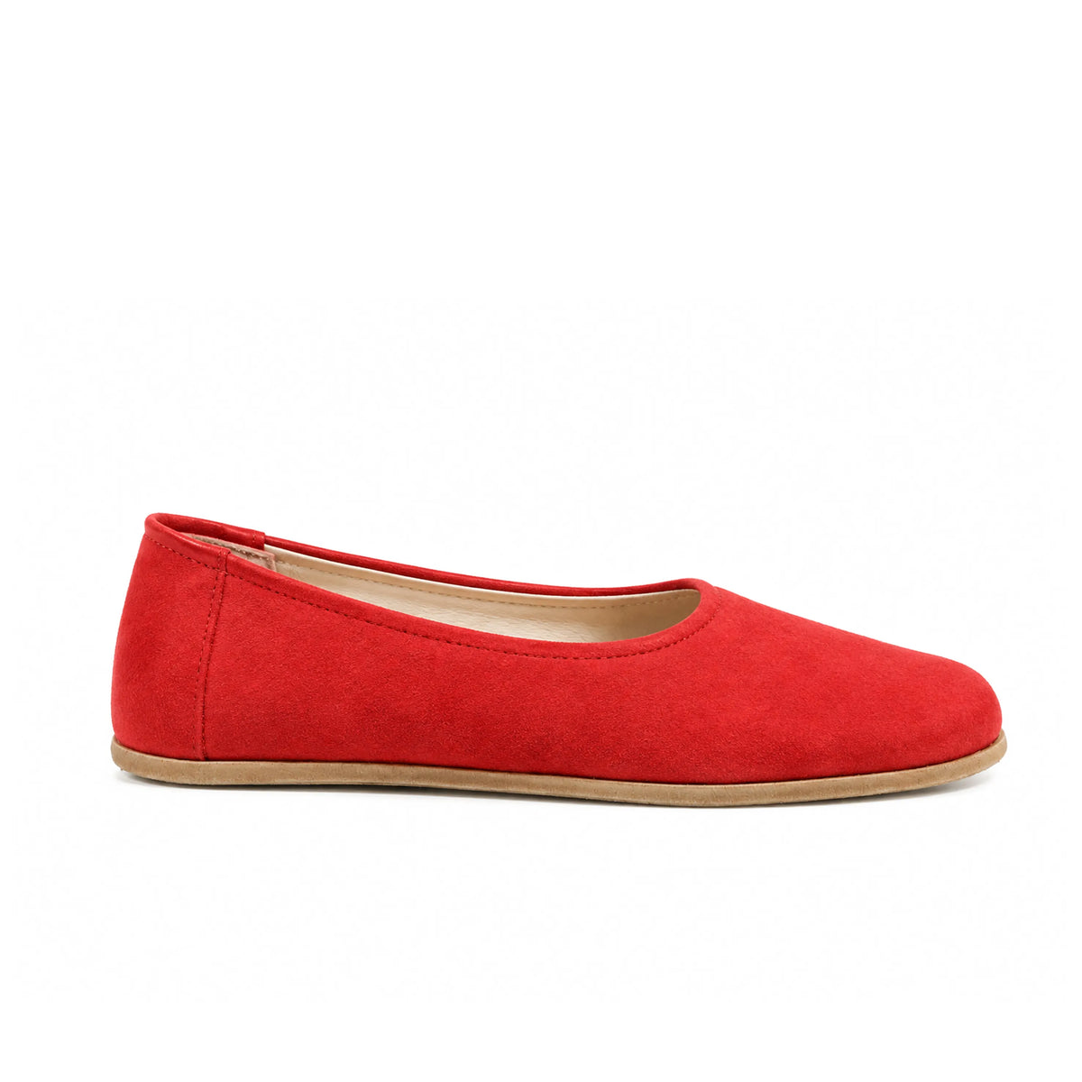 Suede Barefoot Ballet Shoes – Classic Sole — Leather Sole – Red