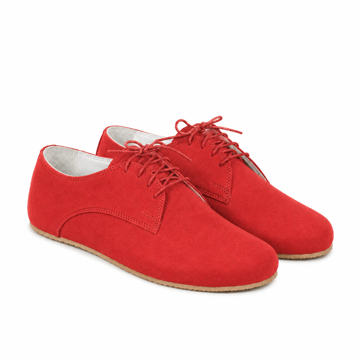 Suede Barefoot Oxford Shoes – Rubber Sole – Red