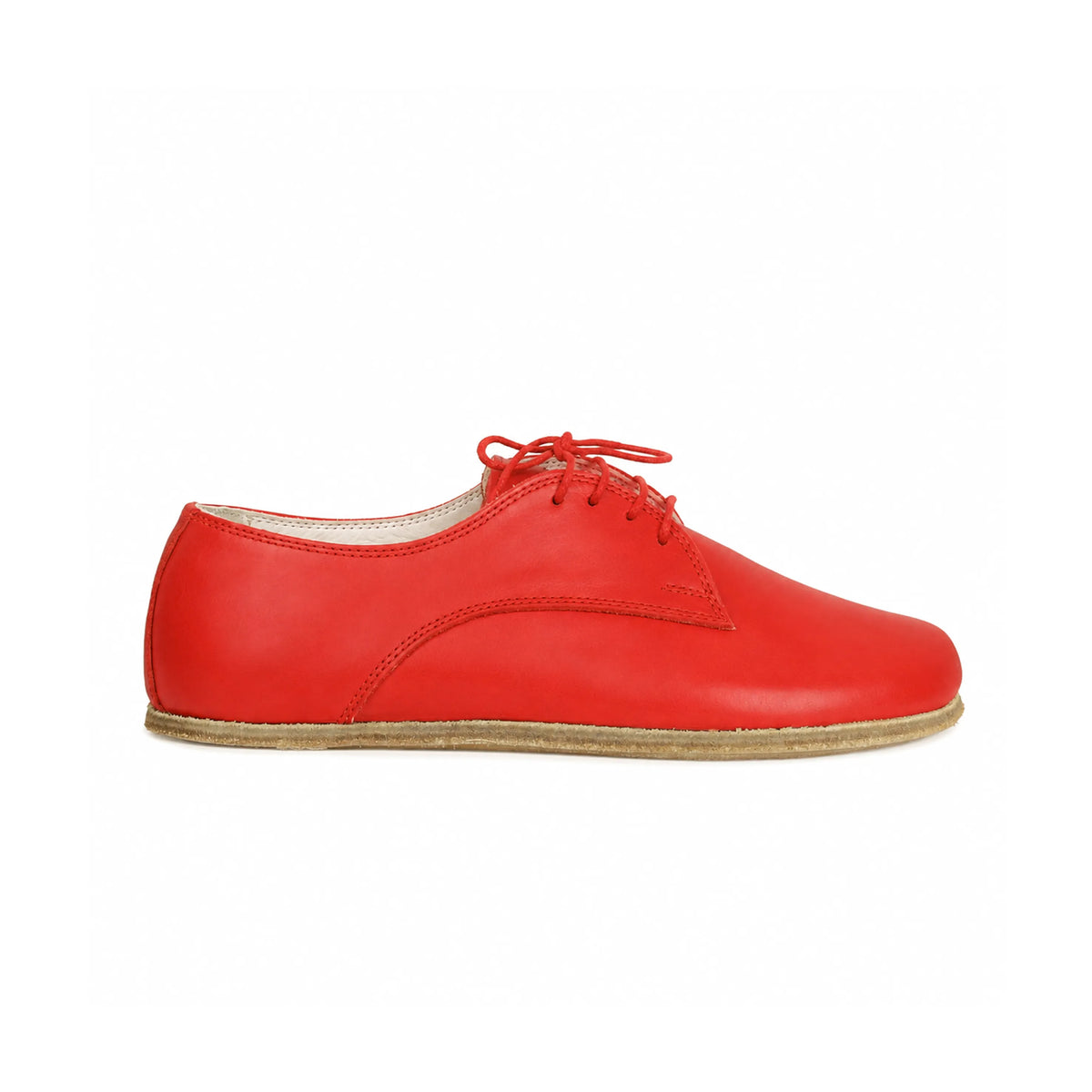 Smooth Barefoot Oxford Shoes – Classic Sole — Leather Sole – Red