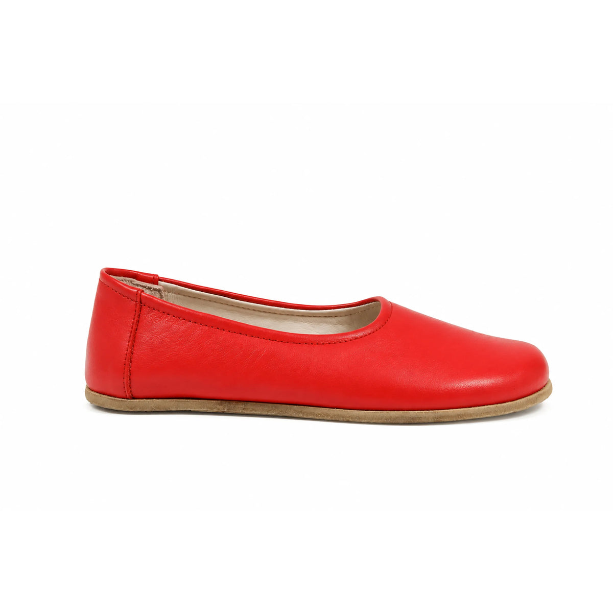 Smooth Barefoot Ballet Shoes – Classic Sole — Leather Sole – Red