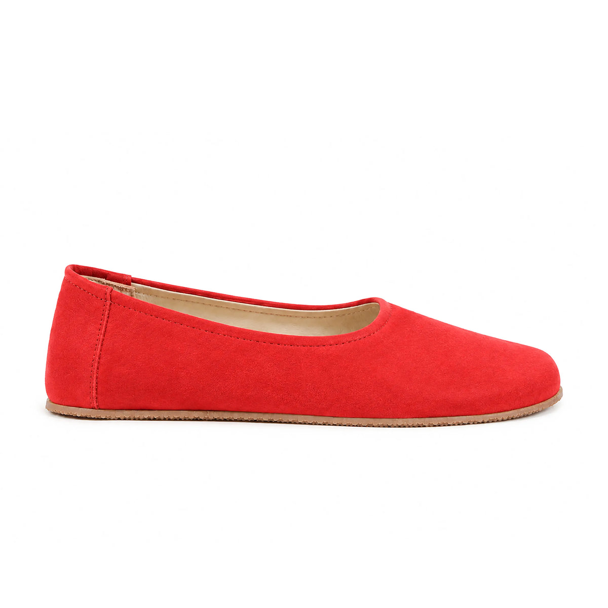 Suede Barefoot Ballet Shoes – Rubber Sole – Red