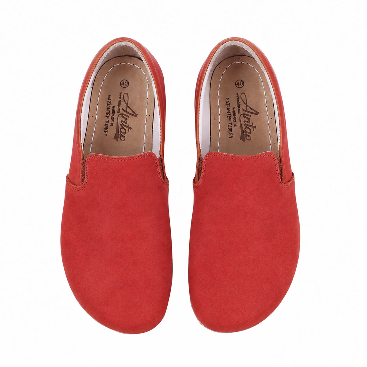 Nubuck Barefoot Slip-On Shoes – Rubber Sole – Red