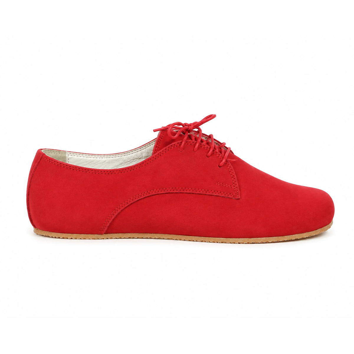 Nubuck Barefoot Oxford Shoes – Rubber Sole – Red