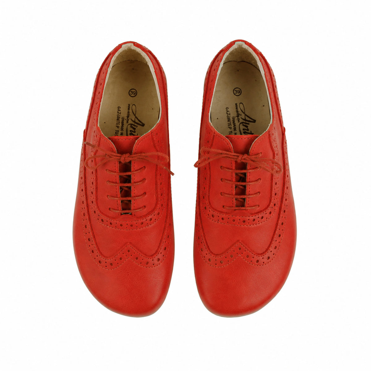 Smooth Barefoot Moccasin Shoes – Rubber Sole – Red