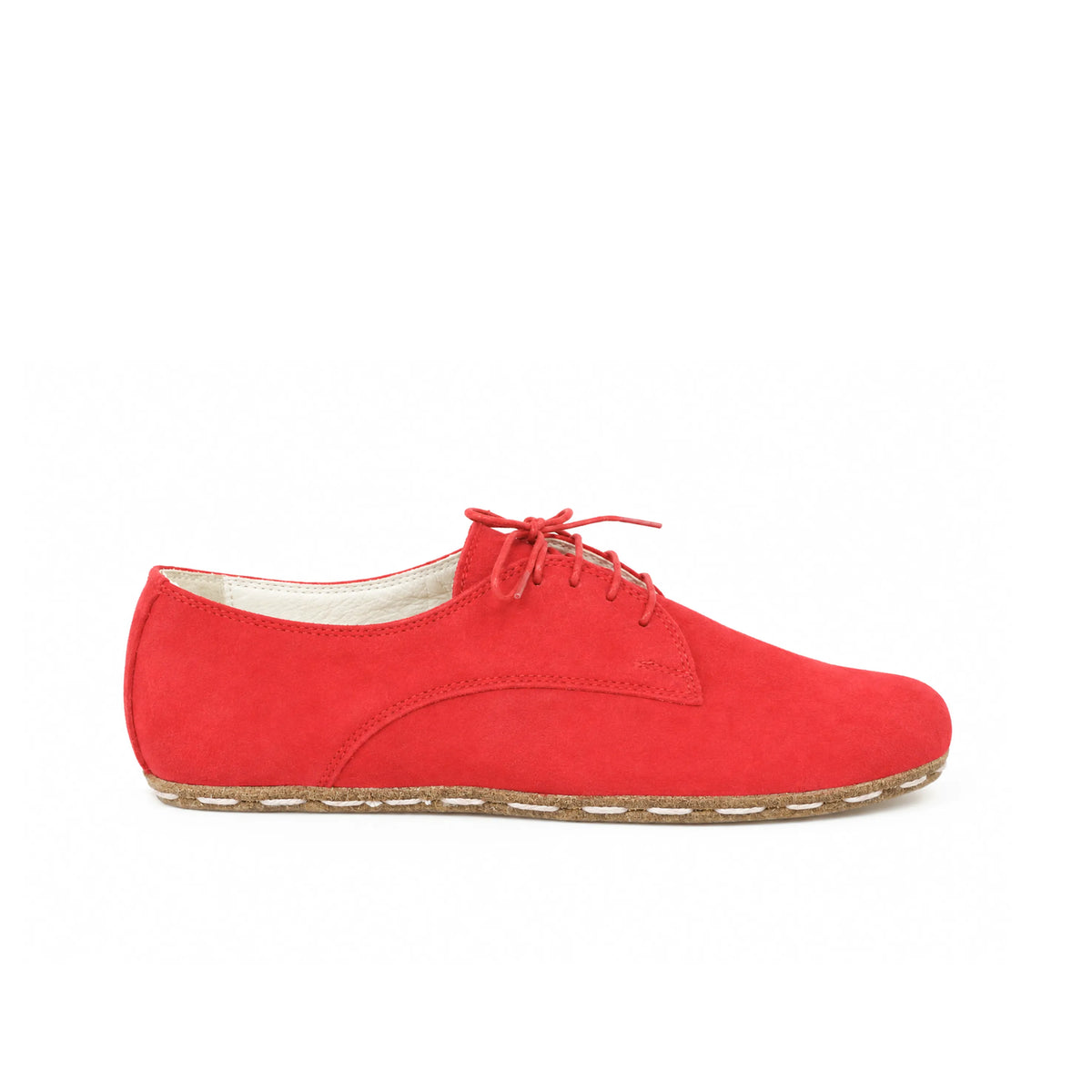 Suede Barefoot Oxford Shoes — Leather Sole – Red