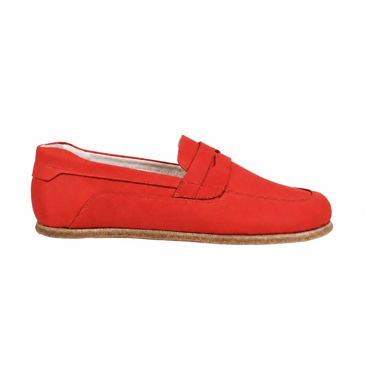 Smooth Barefoot Penny Loafer Shoes – Classic Sole — Leather Sole – Red