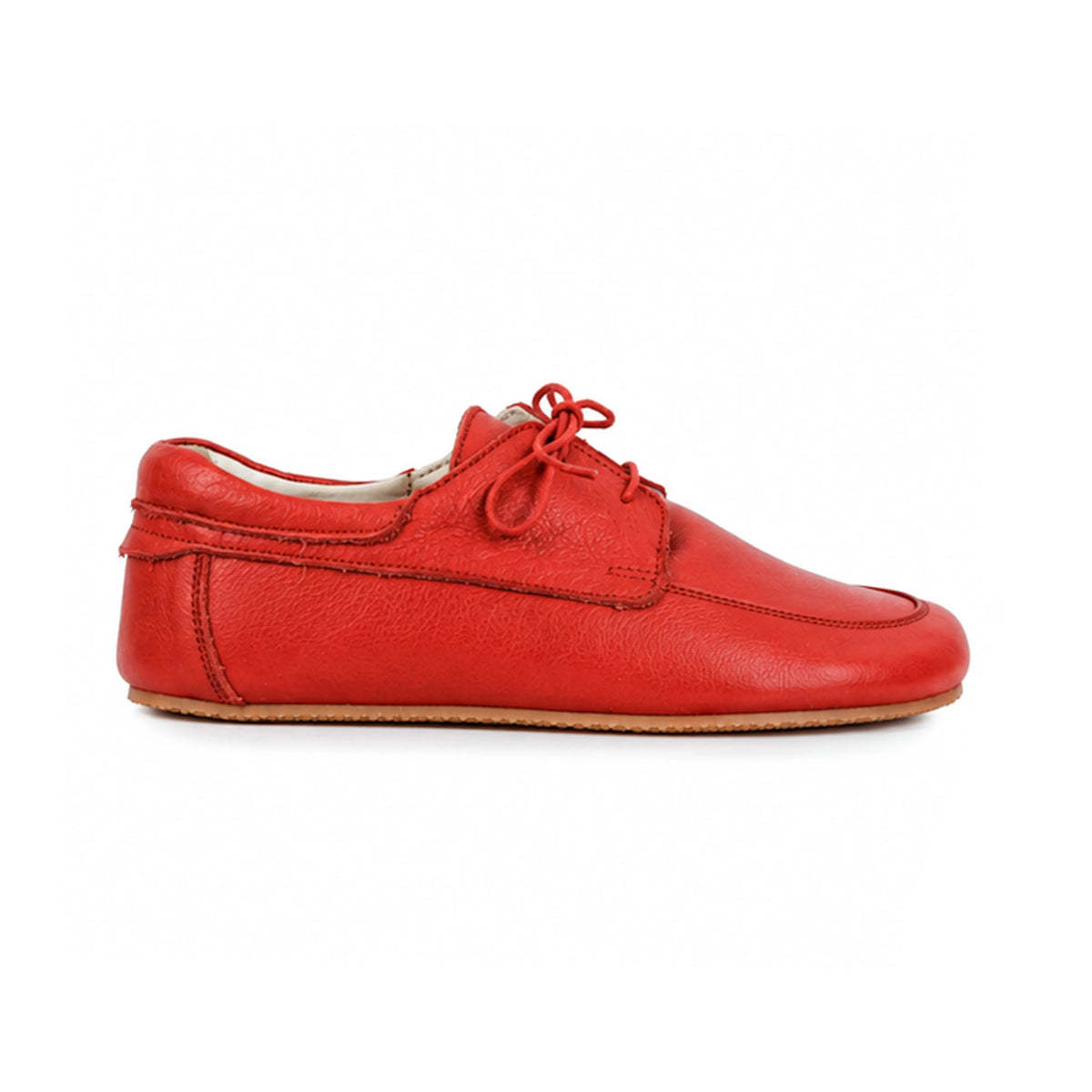 Smooth Barefoot Laces Penny Loafer Shoes – Rubber Sole – Red