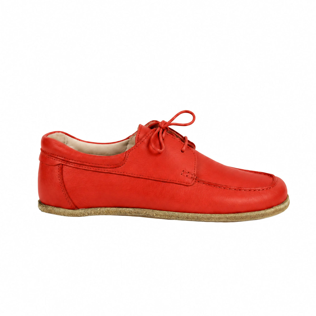 Smooth Barefoot Laces Penny Loafer Shoes – Classic Sole — Leather Sole – Red