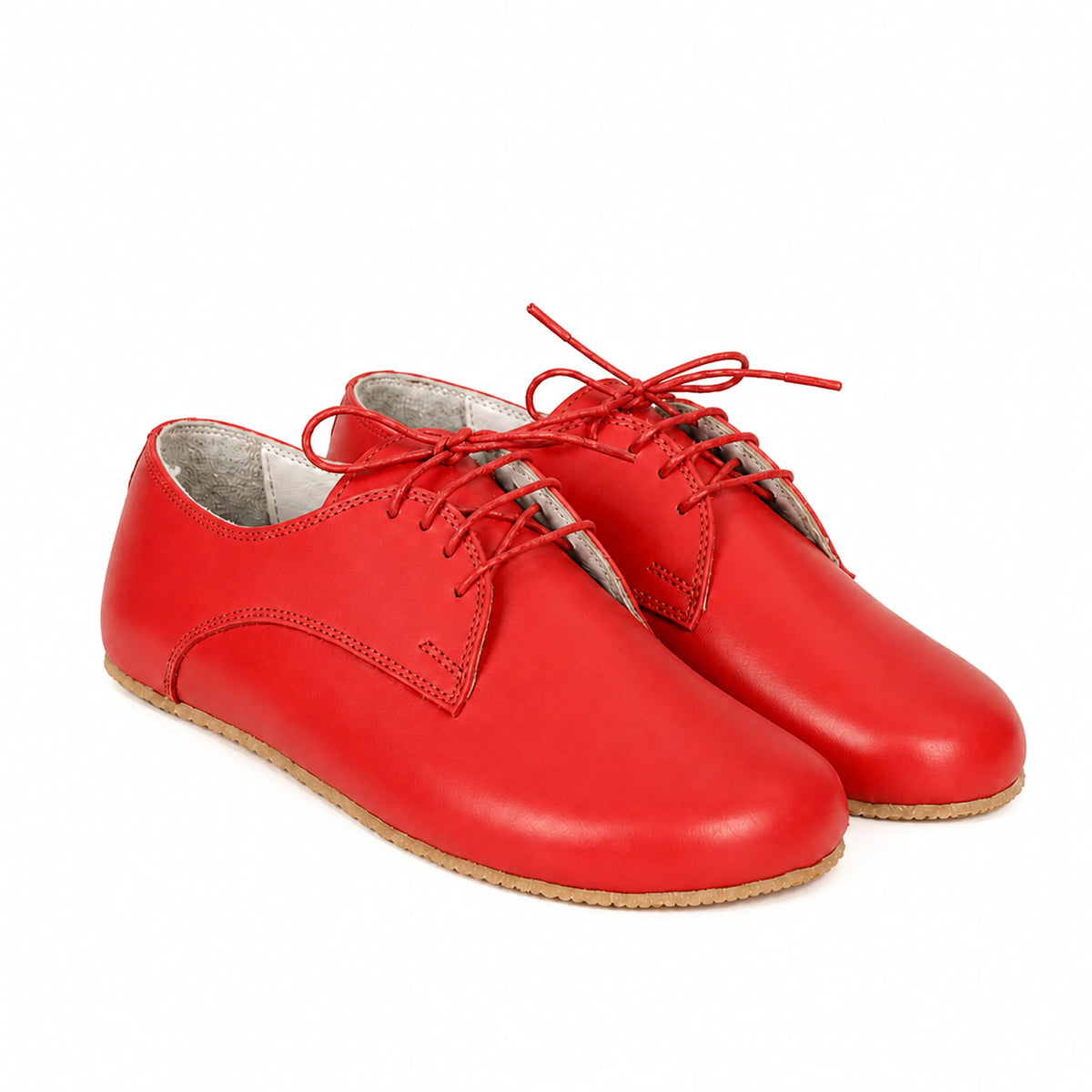 Smooth Barefoot Oxford Shoes – Rubber Sole – Red