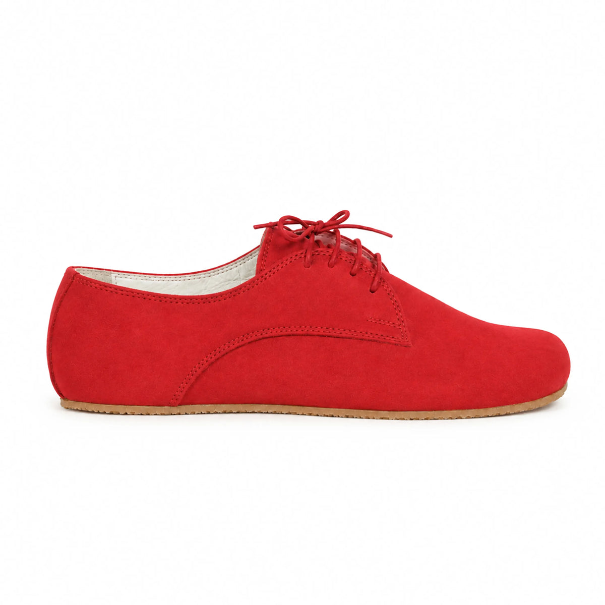 Suede Barefoot Oxford Shoes – Rubber Sole – Red