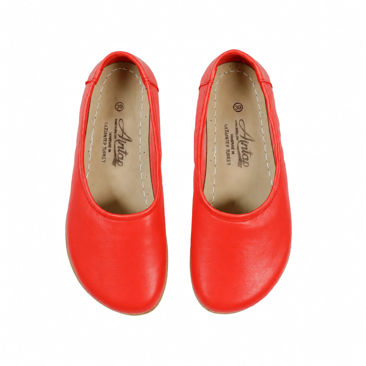 Smooth Barefoot Ballet Shoes – Classic Sole — Leather Sole – Red