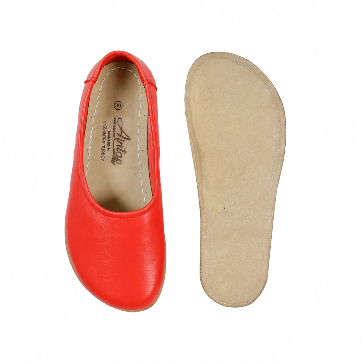 Smooth Barefoot Ballet Shoes – Classic Sole — Leather Sole – Red