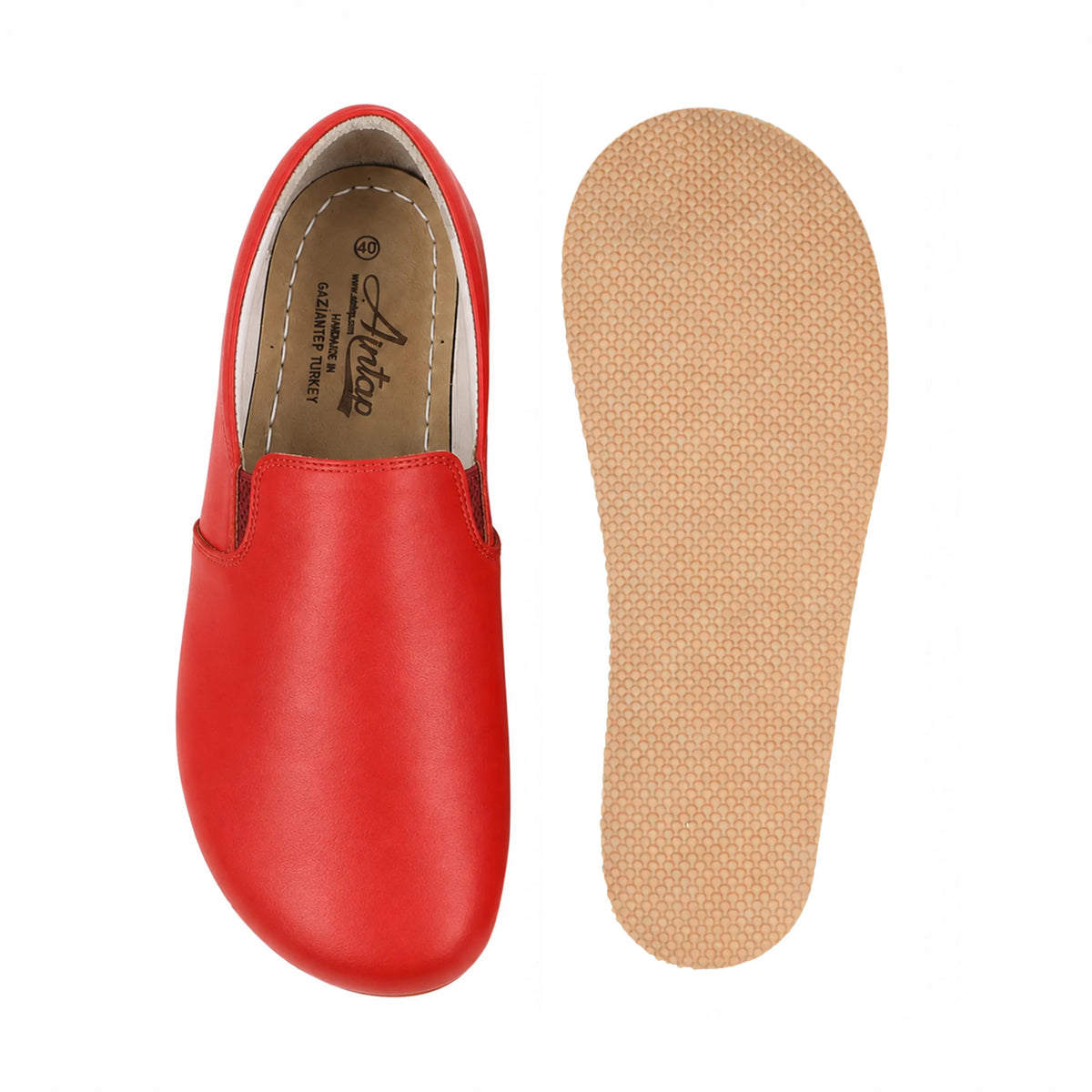Smooth Barefoot Slip-On Shoes – Rubber Sole – Red