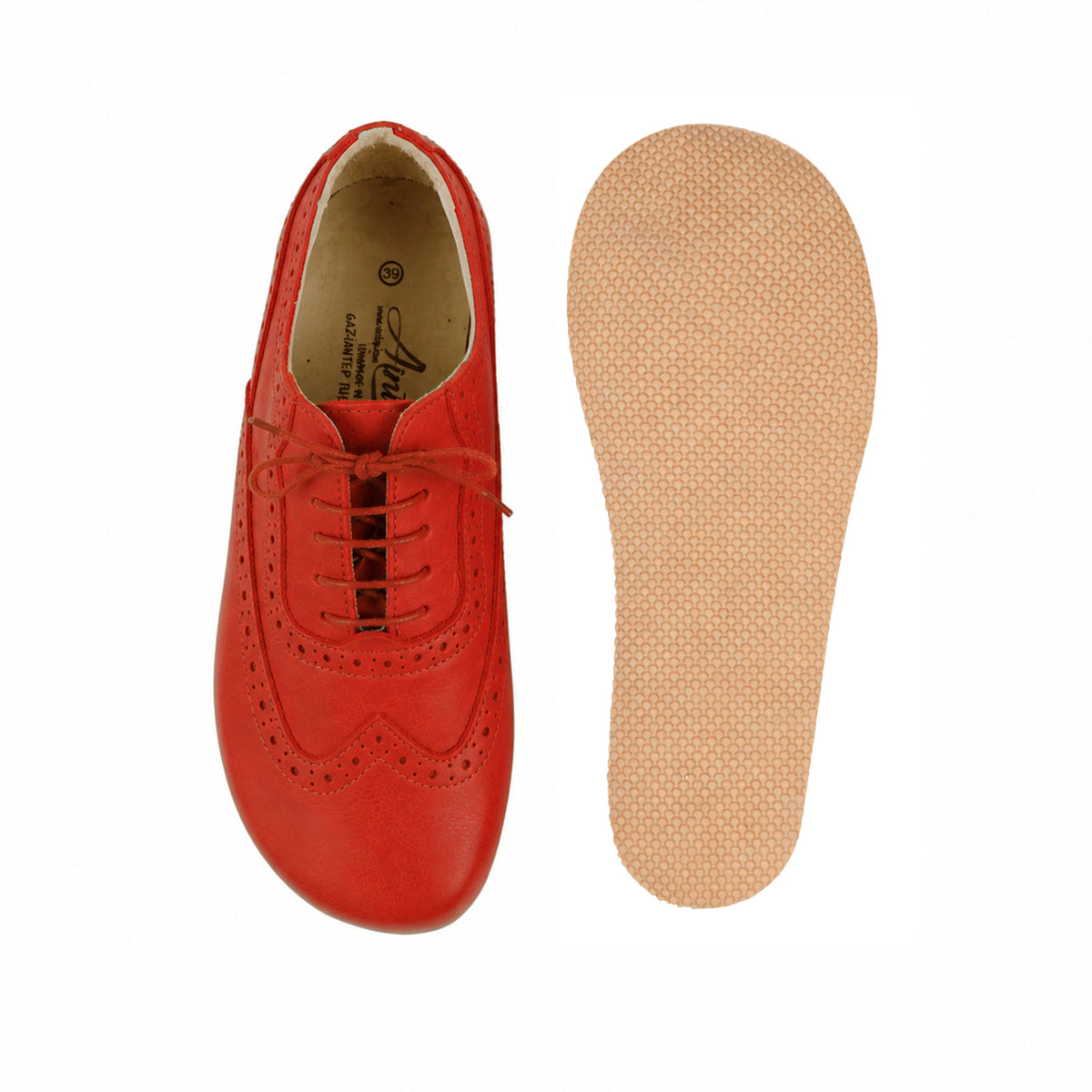 Smooth Barefoot Moccasin Shoes – Rubber Sole – Red