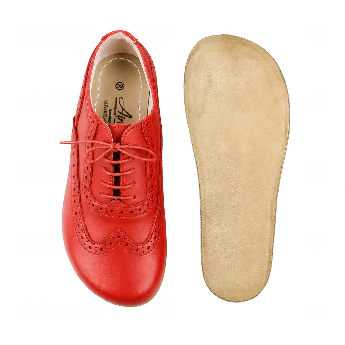 Smooth Barefoot Moccasin Shoes – Classic Sole — Leather Sole – Red