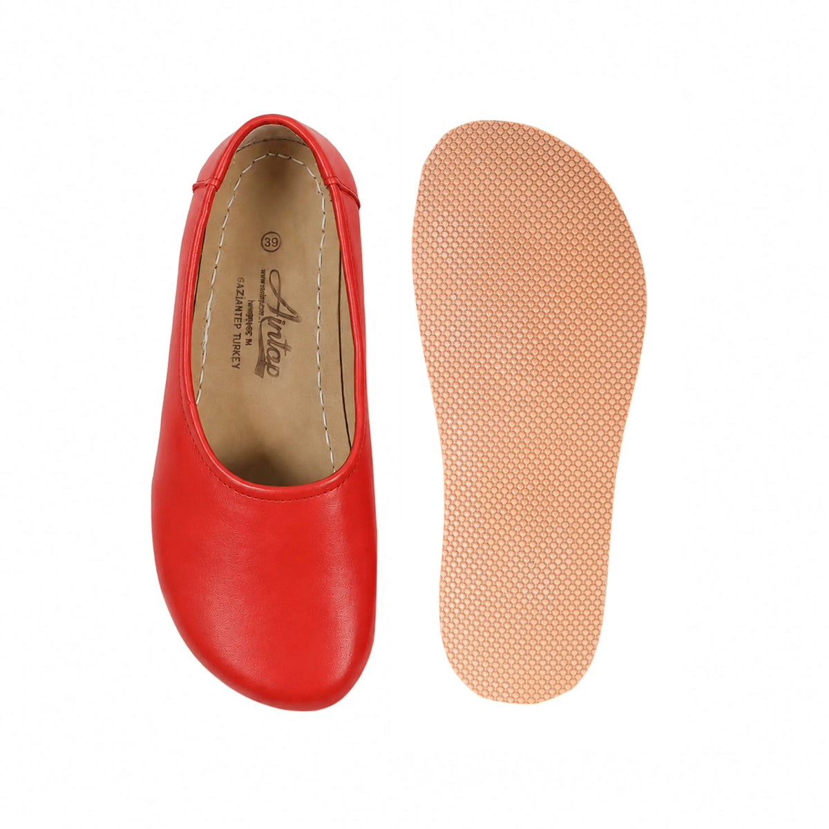 Smooth Barefoot Ballet Shoes – Rubber Sole – Red