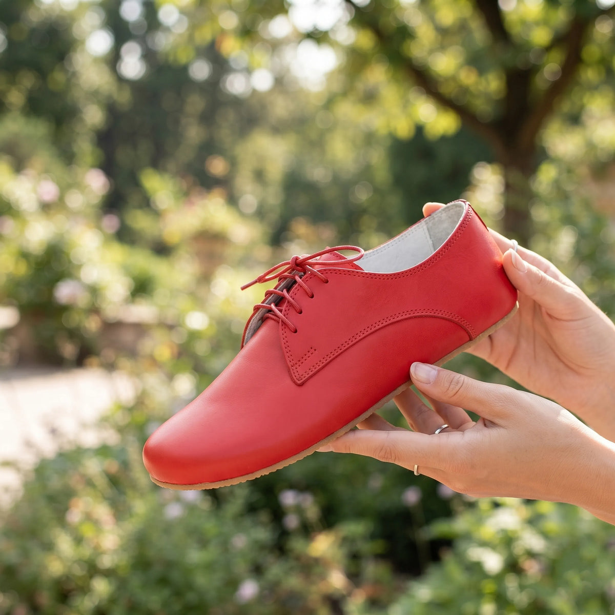 Smooth Barefoot Oxford Shoes – Rubber Sole – Red