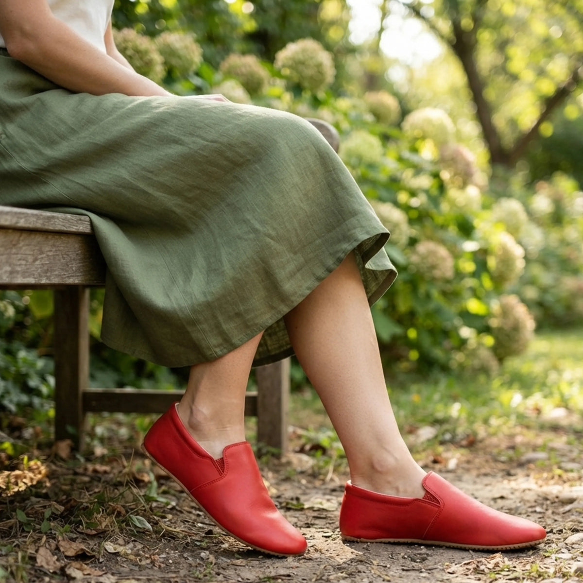 Smooth Barefoot Slip-On Shoes – Rubber Sole – Red