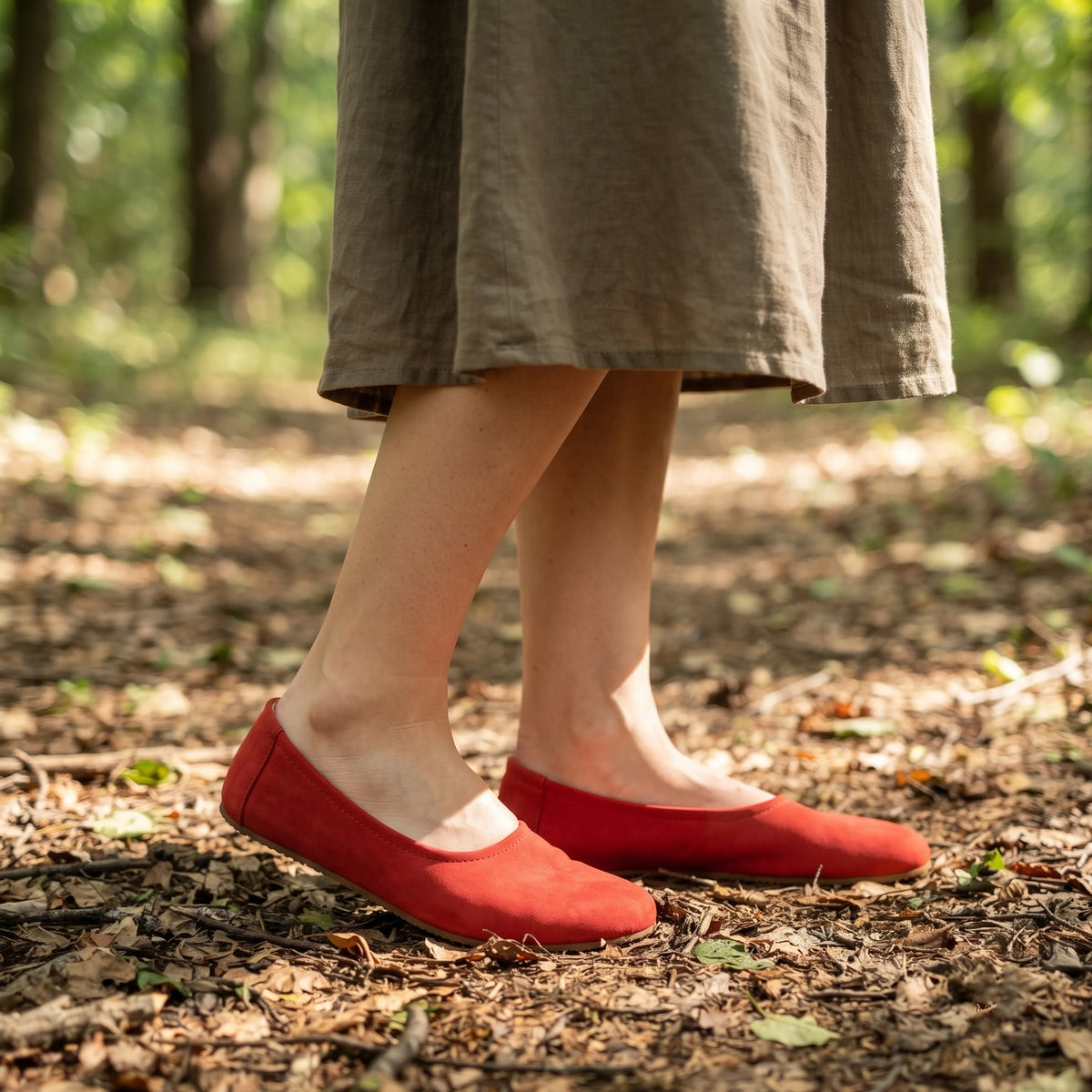 Nubuck Barefoot Ballet Shoes – Rubber Sole – Red