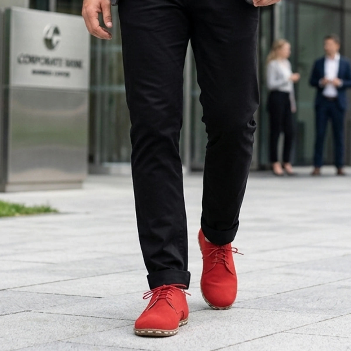 Nubuck Barefoot Oxford Shoes — Leather Sole – Red
