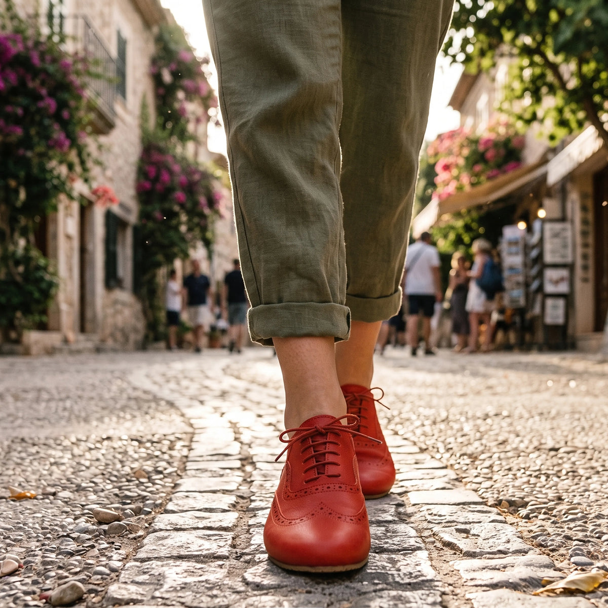 Smooth Barefoot Moccasin Shoes – Rubber Sole – Red