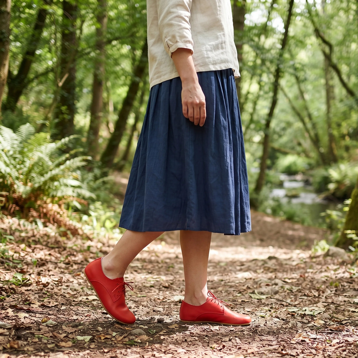 Smooth Barefoot Oxford Shoes – Rubber Sole – Red