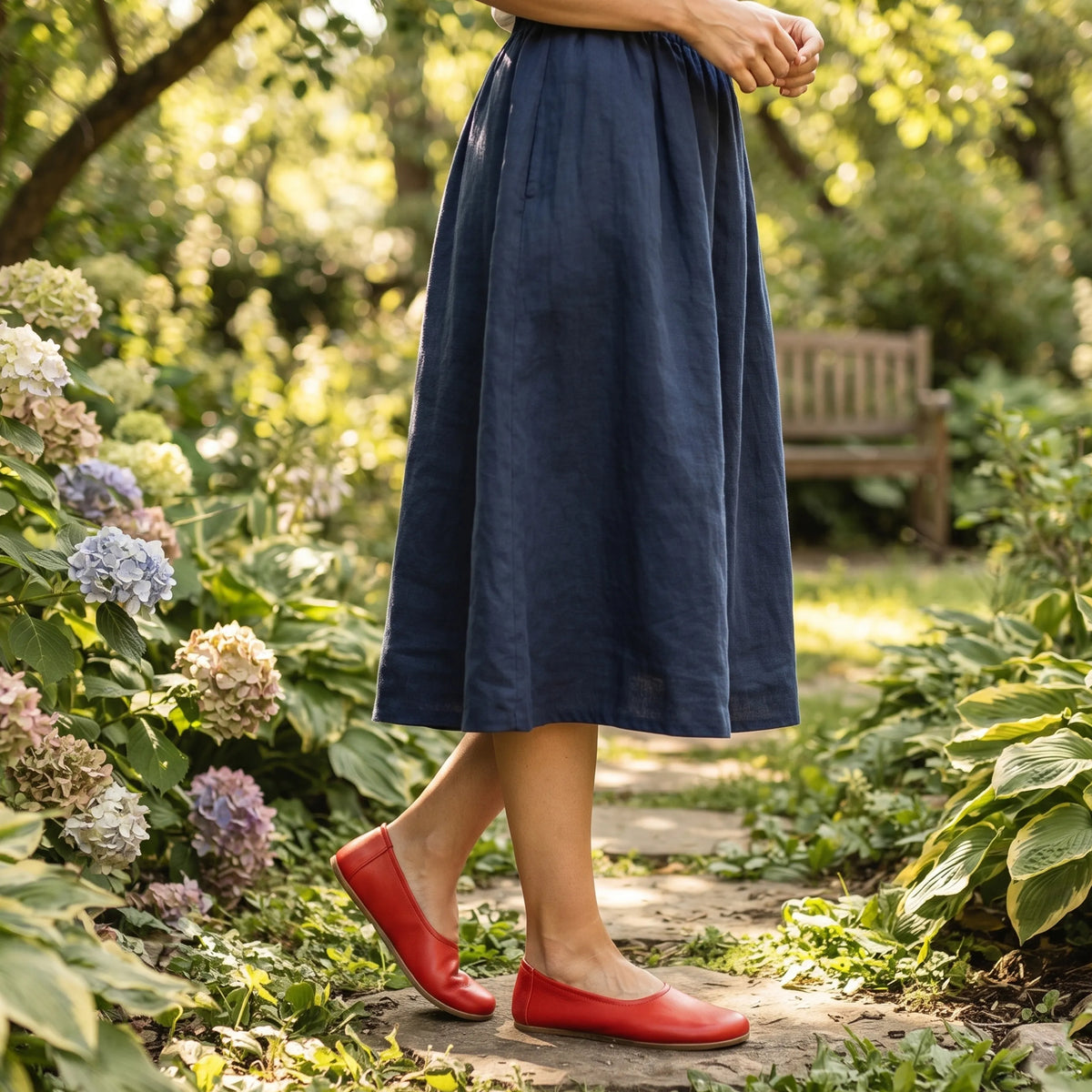 Smooth Barefoot Ballet Shoes – Classic Sole — Leather Sole – Red