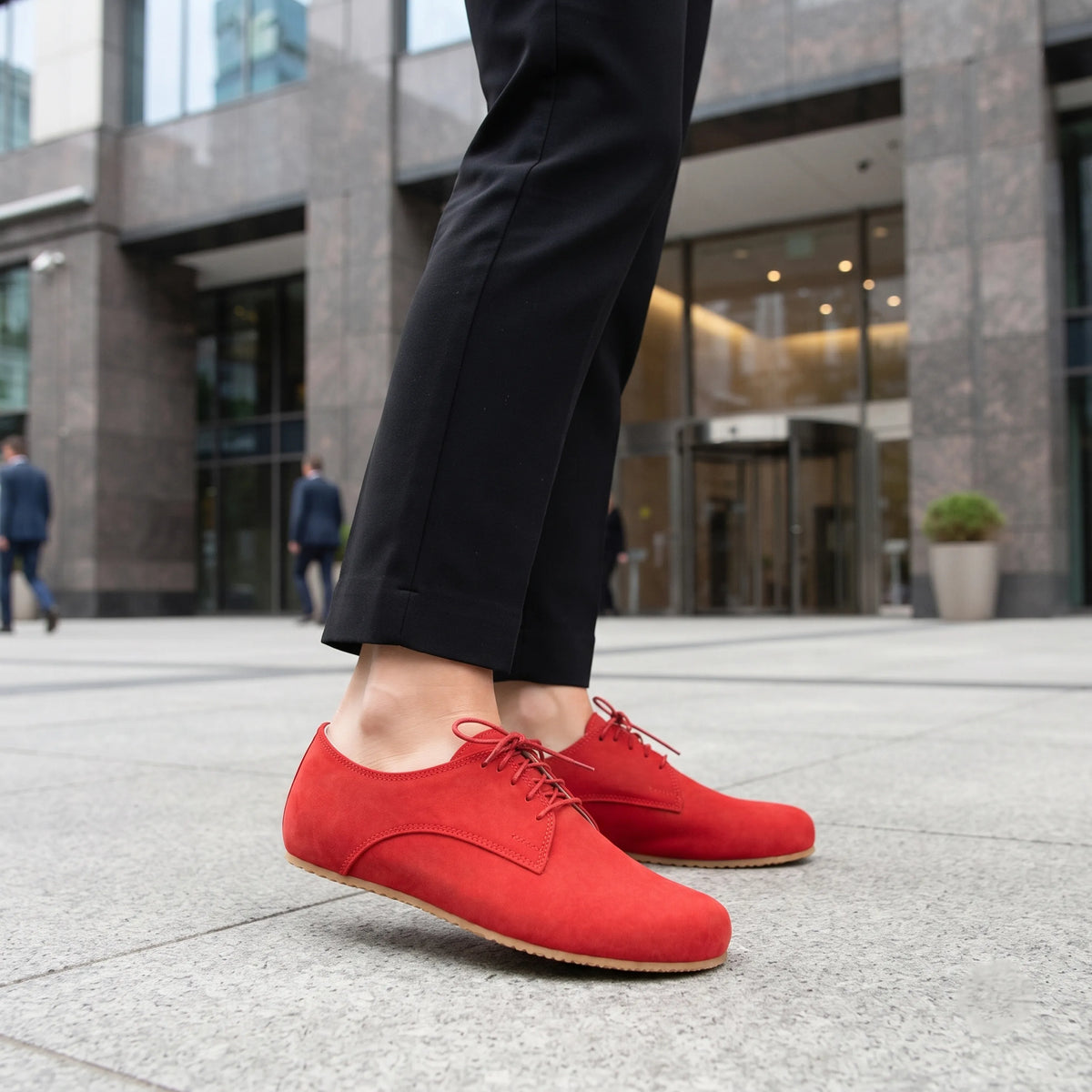 Nubuck Barefoot Oxford Shoes – Rubber Sole – Red