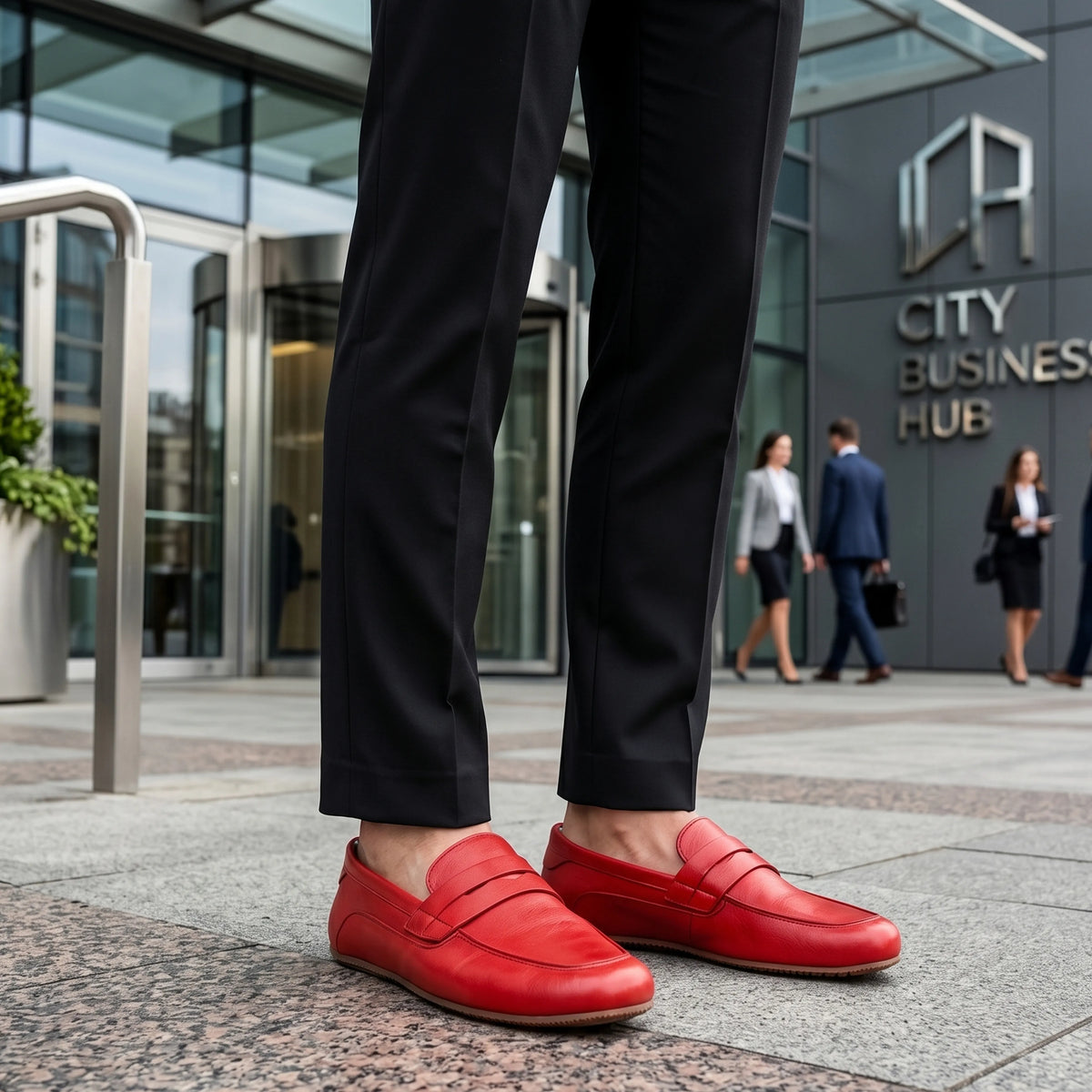 Smooth Barefoot Penny Loafer Shoes – Rubber Sole – Red