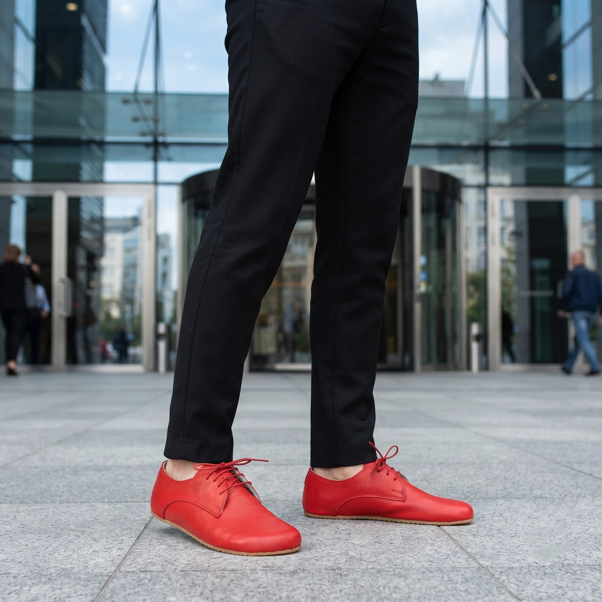 Smooth Barefoot Oxford Shoes – Rubber Sole – Red