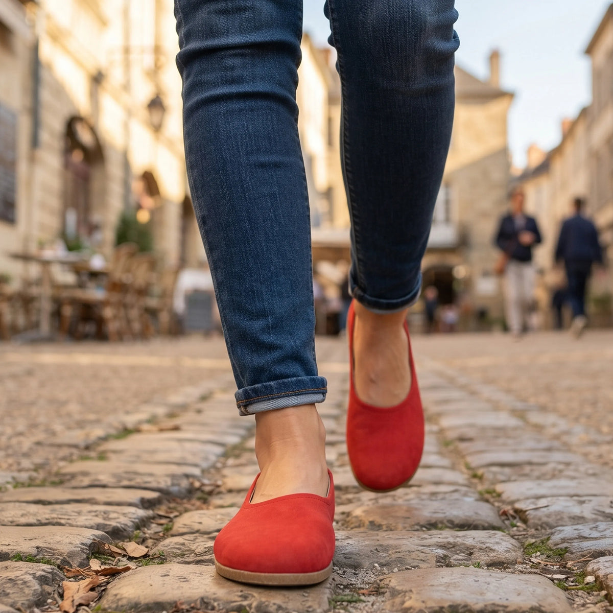 Nubuck Barefoot Ballet Shoes – Classic Sole — Leather Sole – Red