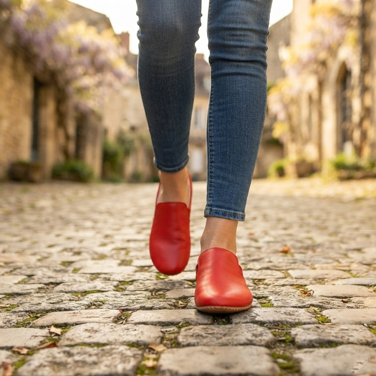 Smooth Barefoot Slip-On Shoes – Rubber Sole – Red