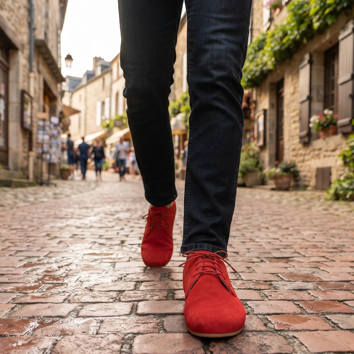Suede Barefoot Oxford Shoes – Rubber Sole – Red