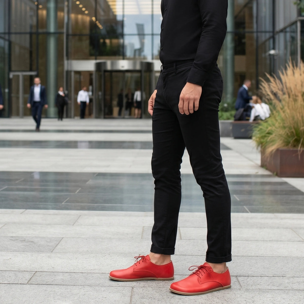 Smooth Barefoot Oxford Shoes — Leather Sole – Red