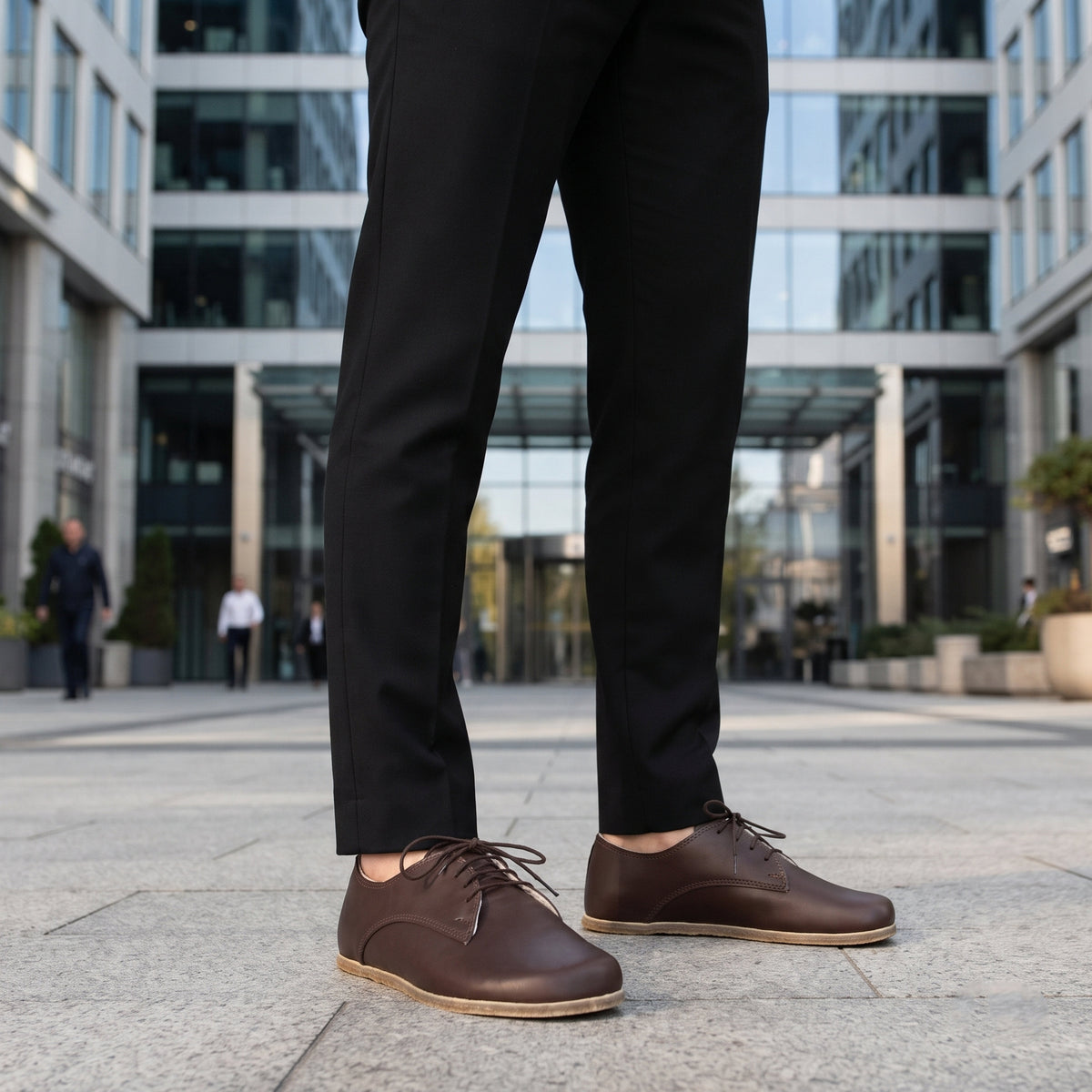 Smooth Barefoot Oxford Shoes – Classic Sole — Leather Sole – Dark Brown