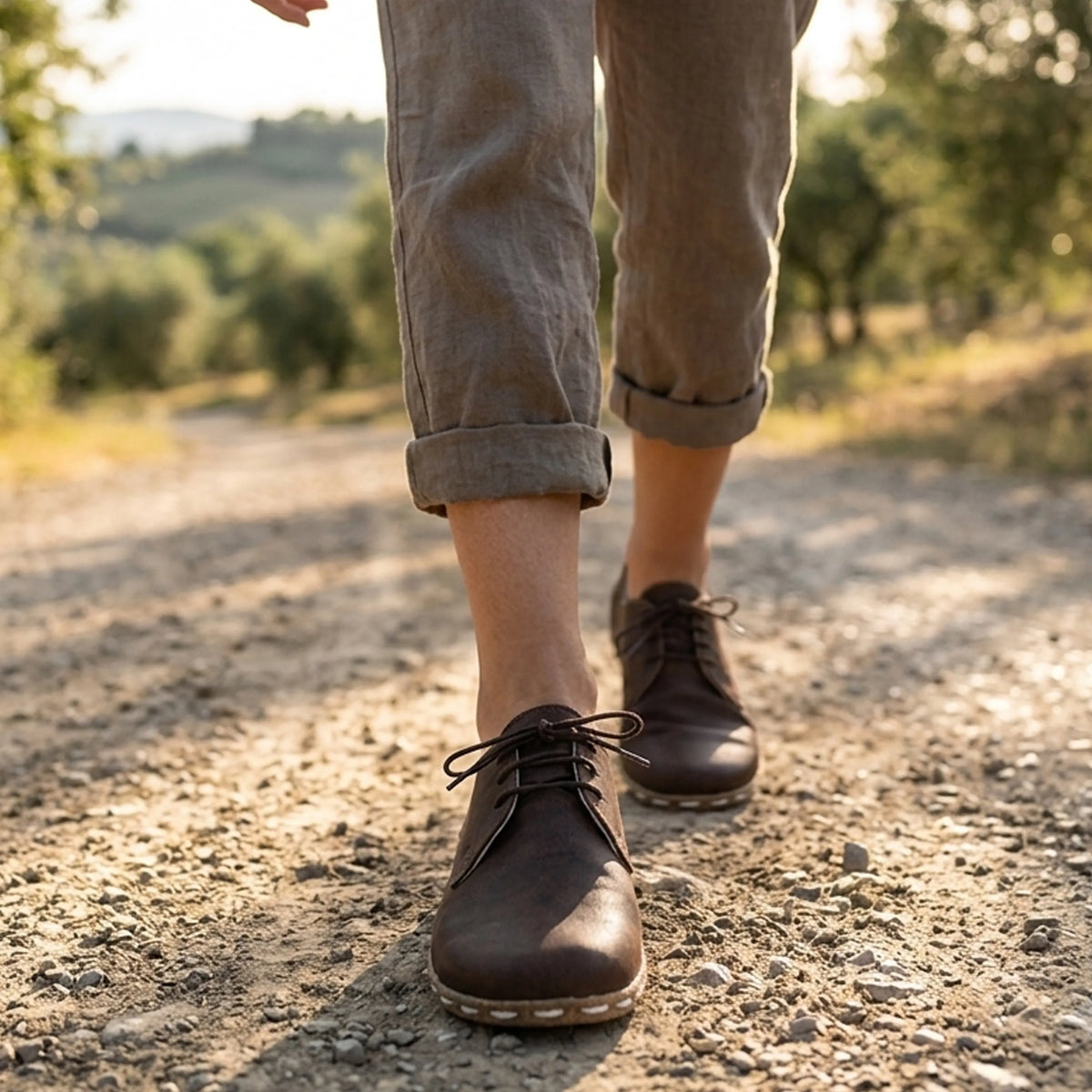 Crazy Barefoot Oxford Shoes — Leather Sole – Dark Brown