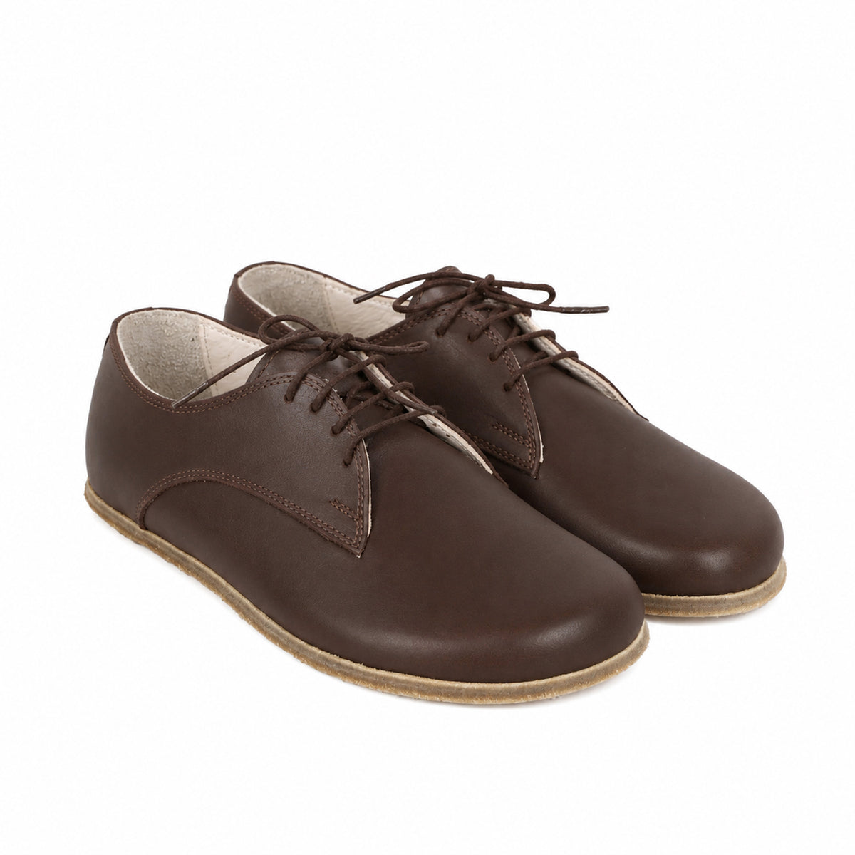 Smooth Barefoot Oxford Shoes – Classic Sole — Leather Sole – Dark Brown