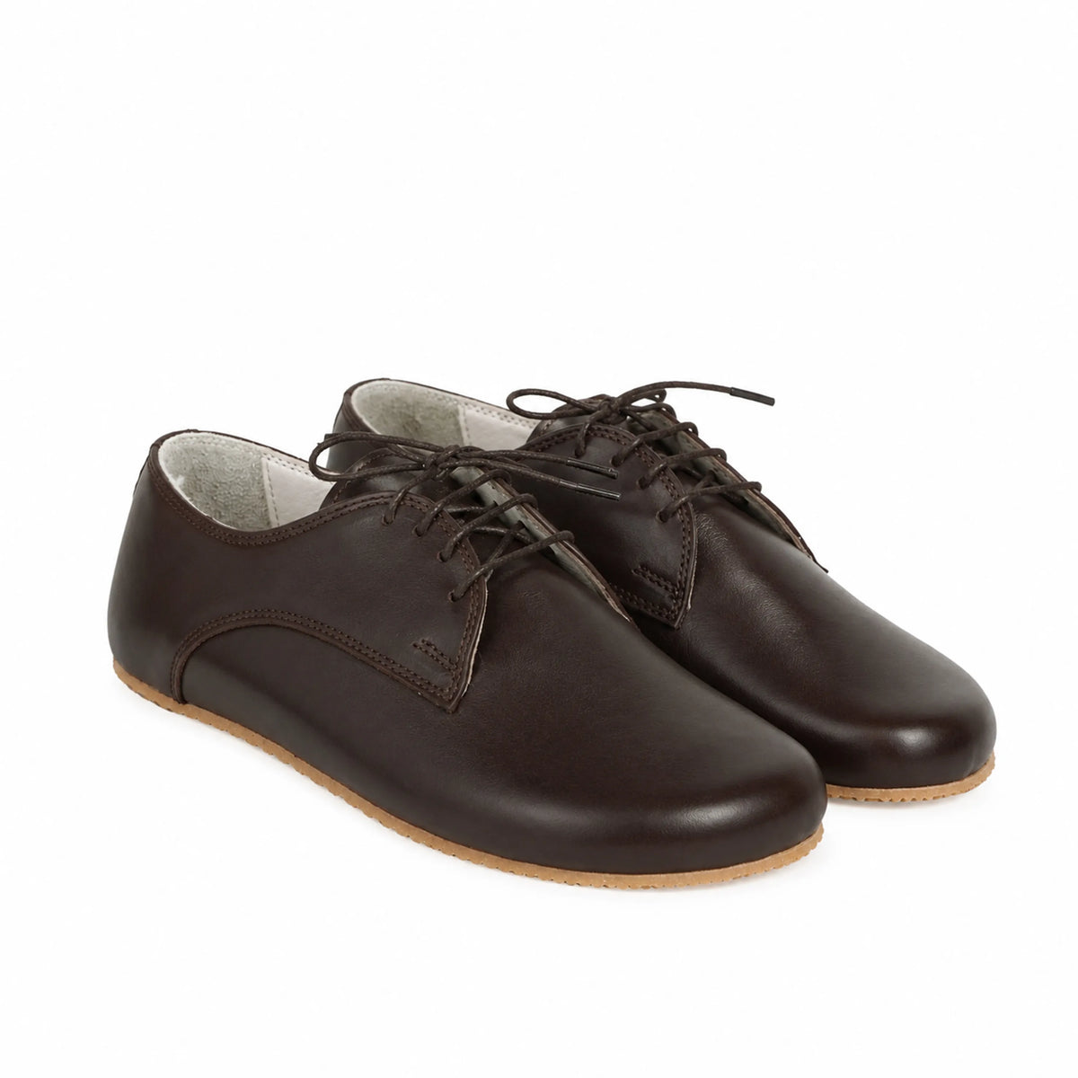 Smooth Barefoot Oxford Shoes – Rubber Sole – Dark Brown