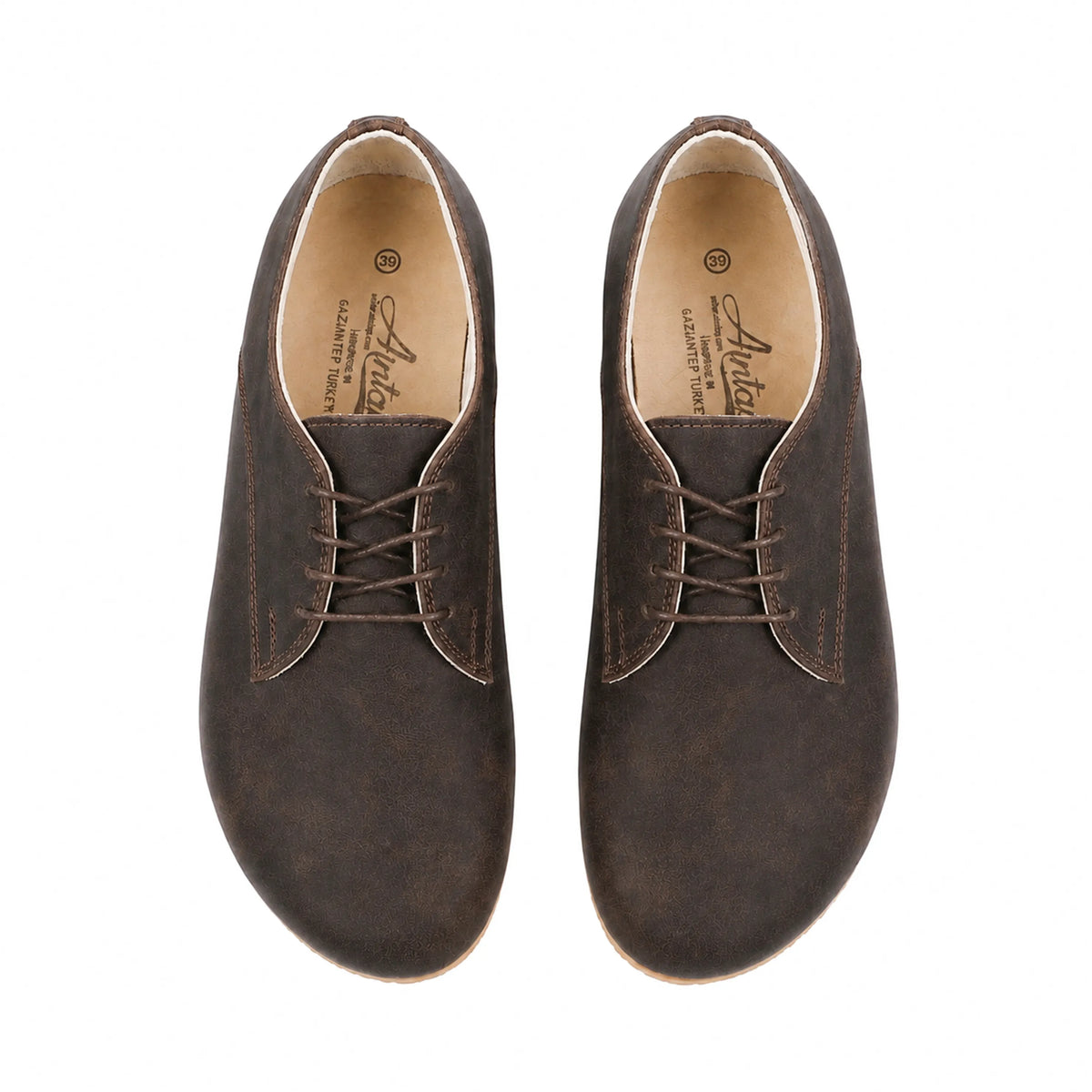 Crazy Barefoot Oxford Shoes — Leather Sole – Dark Brown