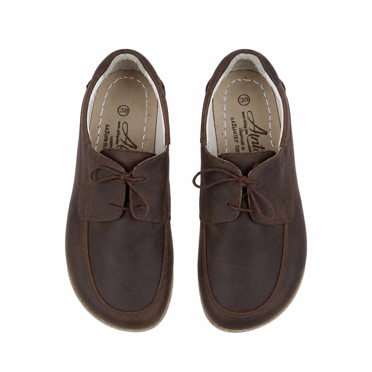 Crazy Barefoot Laces Penny Loafer Shoes – Classic Sole — Leather Sole – Dark Brown